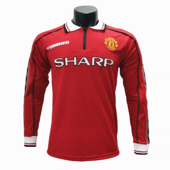 1998-1999 Manchester United Home Retro Long Sleeve Jersey