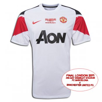 2010-2011 Manchester United Away UCL Final White Retro Jersey