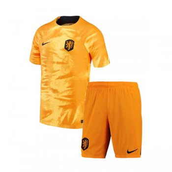 2022 Netherlands Home World Cup Jersey Kids Kit