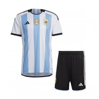 2022 Argentina Home Champion Jersey Third Star Kids Kit