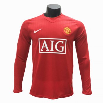 2007-2008 Manchester United Home Long Sleeve Retro Jersey