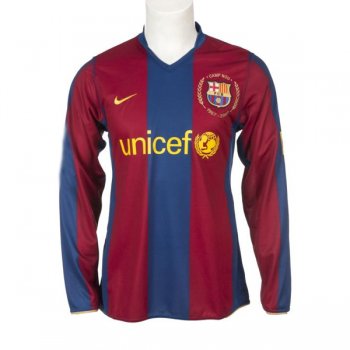 2007-2008 Barcelona Home Long Sleeve Retro Jersey